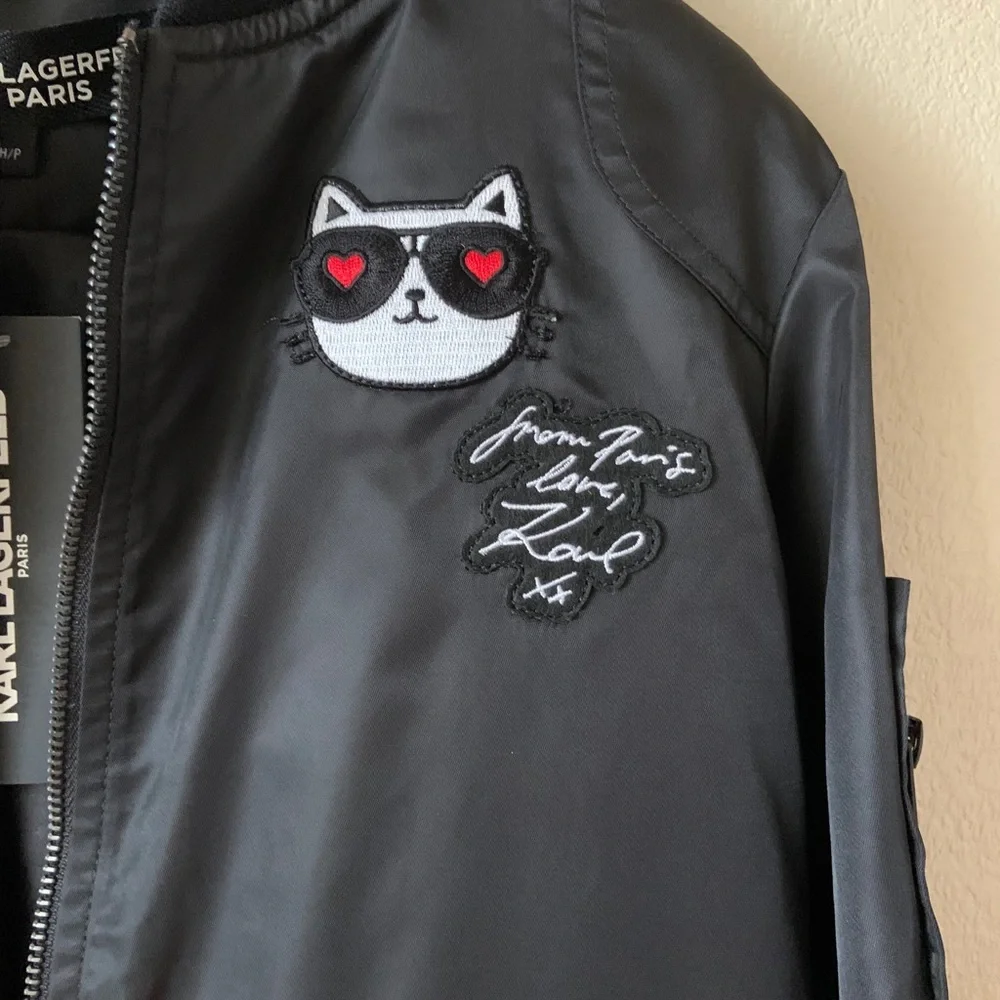 Karl Lagerfeld Black Bomber Jacket - Picture 6 of 9